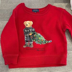Ralph Lauren Kids Red Polo Bear Holiday Sweatshirt